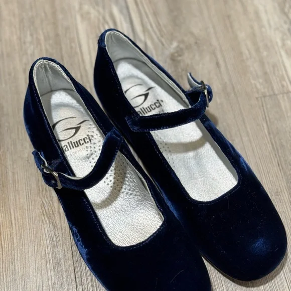 Gallucci Navy Velvet Mary Jane Shoes - Picture 1 of 9